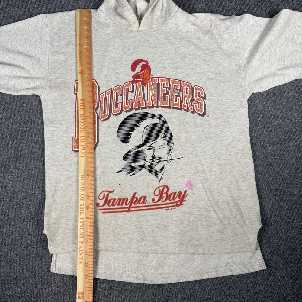 Vintage Tampa Bay Buccaneers 1993 Gray Pullover Hoodie 90s Graphic Old Logo - Picture 4 of 6